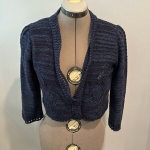 Navy blue cropped shrug knit cardigan size medium